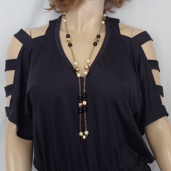 Nwt Anthropologie PilyQ Midnight Peek A Boo Shoulder Dress Sz L Very SEXY! - Picture 5 of 10